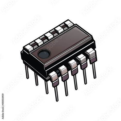 Create a vector image of an operational amplifier IC with 8 pins.