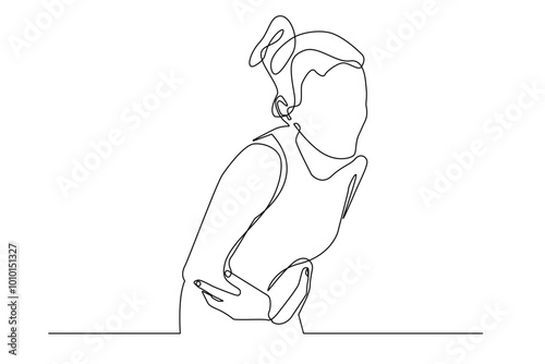 continuous line of woman having stomach ache.single line of woman having stomach ache vector.woman of menstrual pain drawn in one line