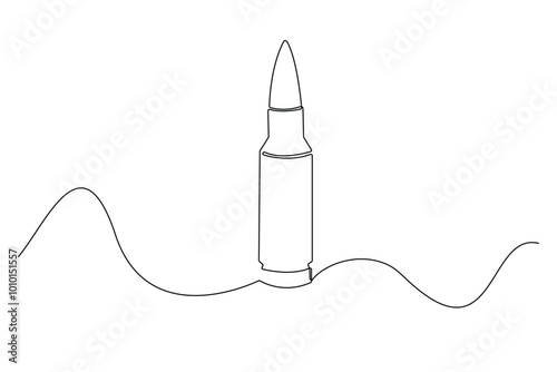 continuous line military bullet.single line vector shot bullet.military bullet icon drawn one line vector.isolated white background