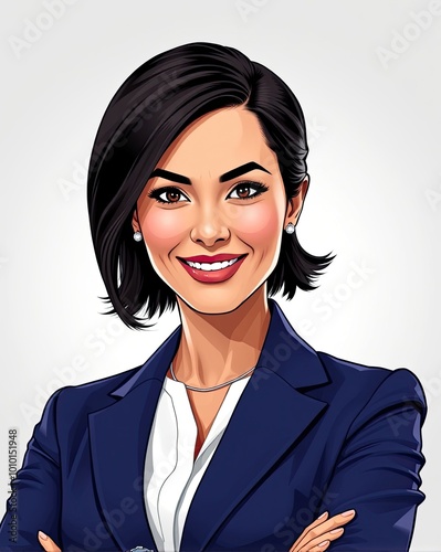 Portrait vector illustration of beautiful businesswoman office staff