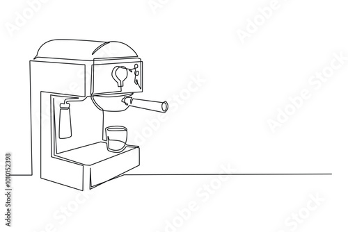 one continuous line drawing of coffee machine.one line drawing of coffee maker machine vector.single line drawn coffee machine icon.isolated white background