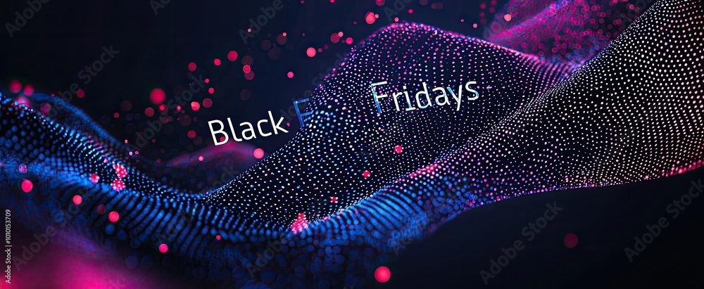 Black Friday Sale Abstract Background with Wavy Dots and Lights Black Friday Sale Abstract Background with Wavy Dots and Lights
