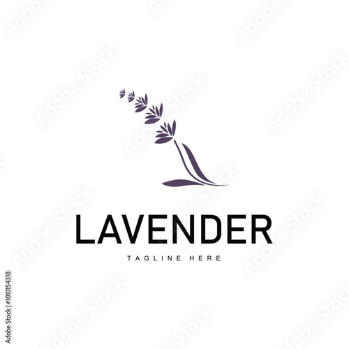 Lavender logo simple design vector cosmetic plant purple color and aromatherapy lavender flower garden template