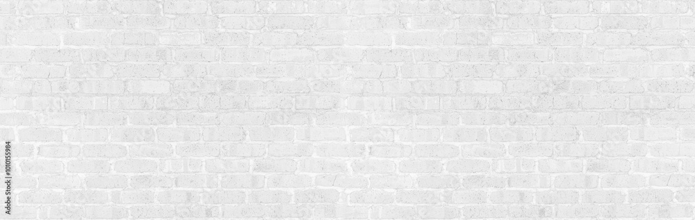 Fototapeta premium White brick wall texture background. Panorama picture