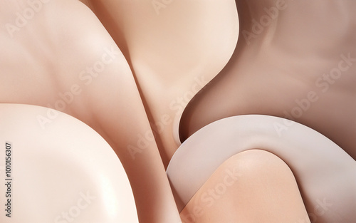 Abstract shapes in soft beige and brown tones, smooth curves blending seamlessly.