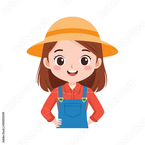 Farmer Cute Worker Job Profession Professional Occupation Cartoon Character
