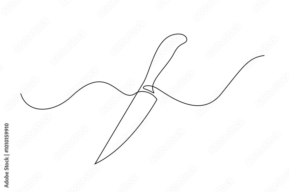 continuous line of kitchen knife.one line drawing of kitchen knife.one line kitchen knife vector