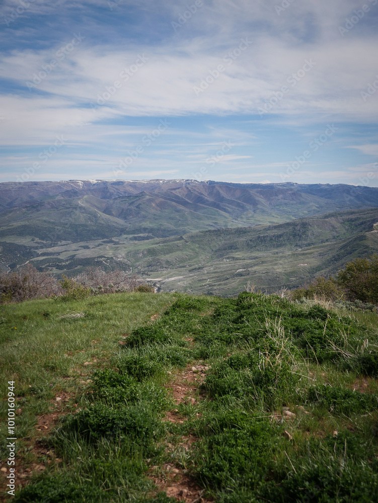 Grassy ATV trail through hills in Wasatch Mountain Range in Spanish Fork Canyon in Uinta National Forest Grassy ATV trail through hills in Wasatch Mountain Range in Spanish Fork Canyon in Uinta National Forest