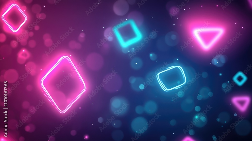 Neon abstract shapes illuminate the background Neon abstract shapes illuminate the background