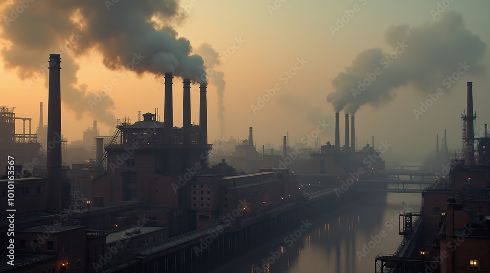 Industrial factory in the age of steam engines during the 19th century Industrial factory in the age of steam engines during the 19th century