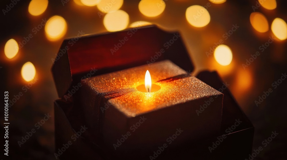 A single candle in a box A single candle in a box