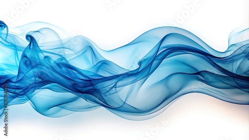 Ethereal blue smoke waves abstract and flowing with a soft translucent gradient reflected