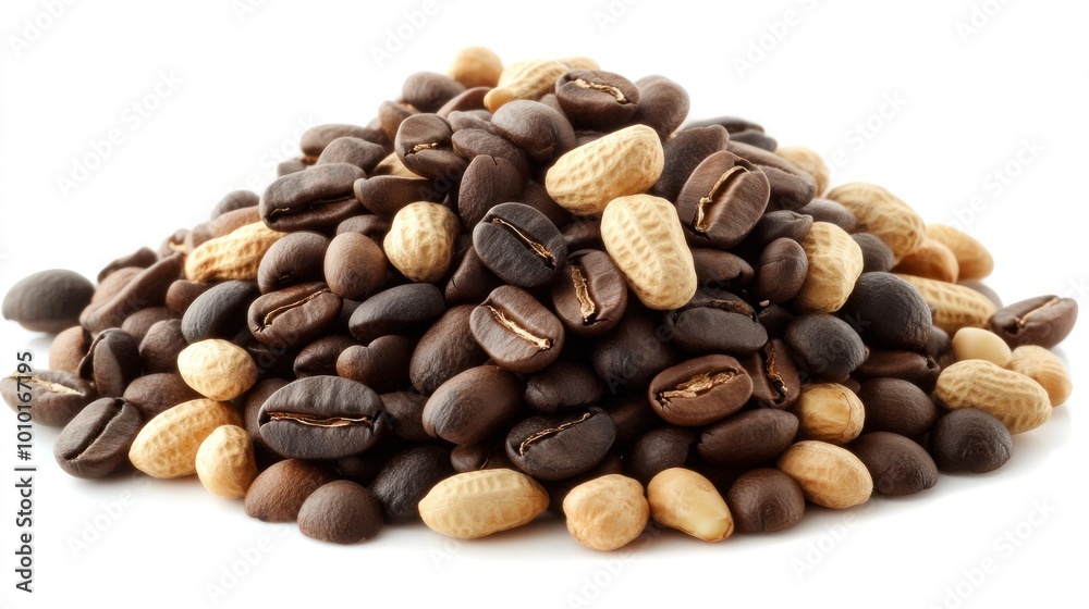 A pile of mixed coffee beans showcasing various roast levels and types. A pile of mixed coffee beans showcasing various roast levels and types.