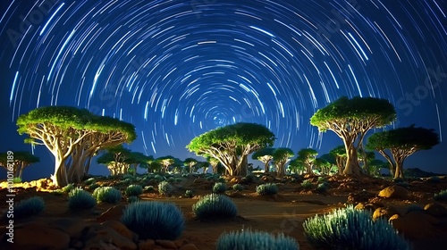 Wallpaper Mural Star Trails Over Desert Trees at Night Torontodigital.ca