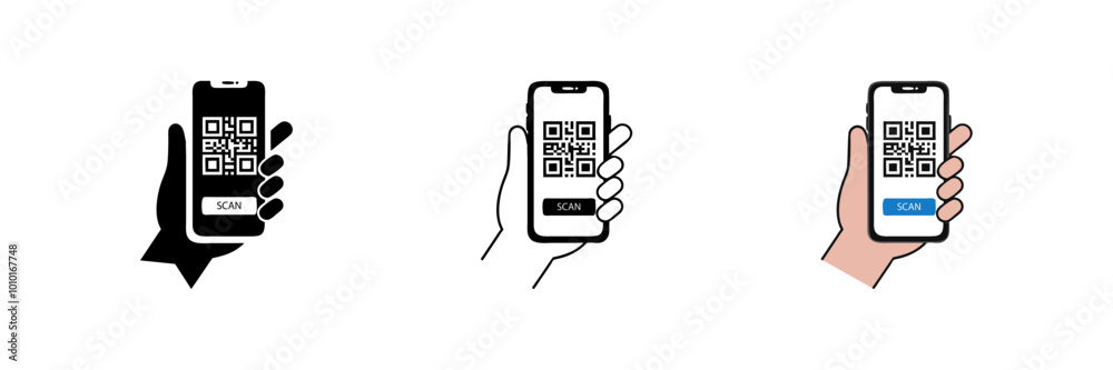 QR code scan icon. Vector illustration isolated on white. QR code scan icon. Vector illustration isolated on white.