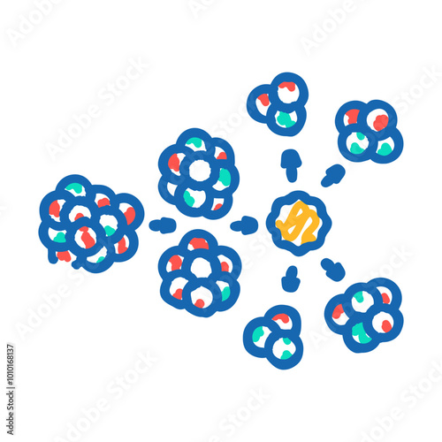 chain reaction nuclear energy doodle icon sketch vector. chain reaction nuclear energy sign. isolated symbol illustration