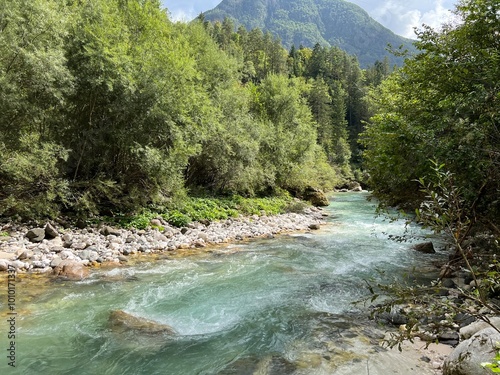 The Koritnica River before its confluence with Soča (Bovec, Slovenia) - Der Fluss Koritnica vor seinem Zusammenfluss mit Soca (Bovec, Slowenien) - Reka Koritnica pred izlivom v Sočo (Bovec, Slovenija) photo