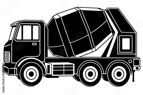 concrete mixer truck silhouette vector illustration