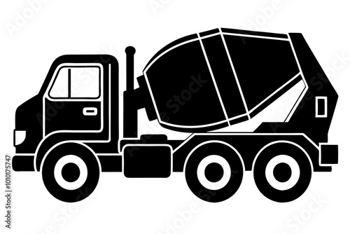 concrete mixer truck silhouette vector illustration