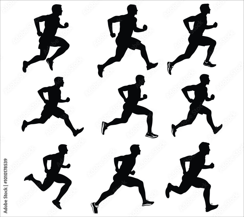 Set of men running silhouettes, People running silhouettes, Running people silhouette set, Black silhouettes of men runner, Men runners silhouettes collection Set of men running silhouettes, People running silhouettes, Running people silhouette set, Black silhouettes of men runner, Men runners silhouettes collection