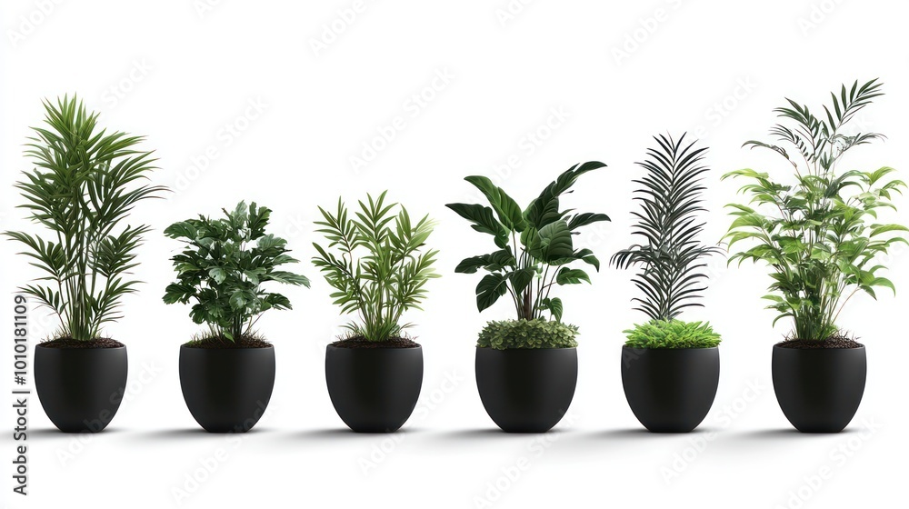 Indoor Plants in Black Pots