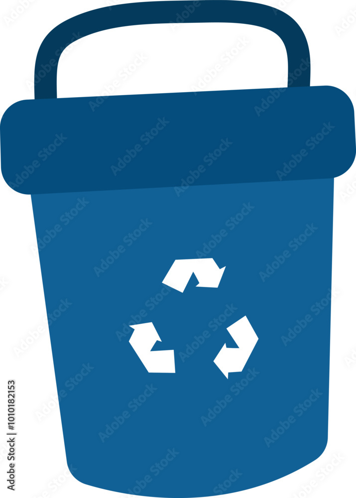 Blue Recycling Bin Icon with White Recycle Symbol for Eco-Friendly Concepts Blue Recycling Bin Icon with White Recycle Symbol for Eco-Friendly Concepts