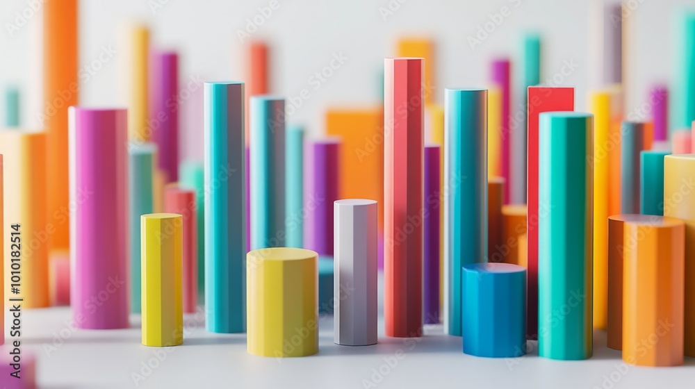 Colorful Cylinders Creating Abstract Art Composition Colorful Cylinders Creating Abstract Art Composition