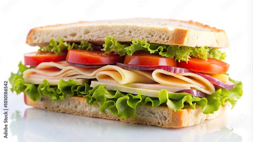 Extreme close-up isolated sandwich on white background with soft focus Extreme close-up isolated sandwich on white background with soft focus