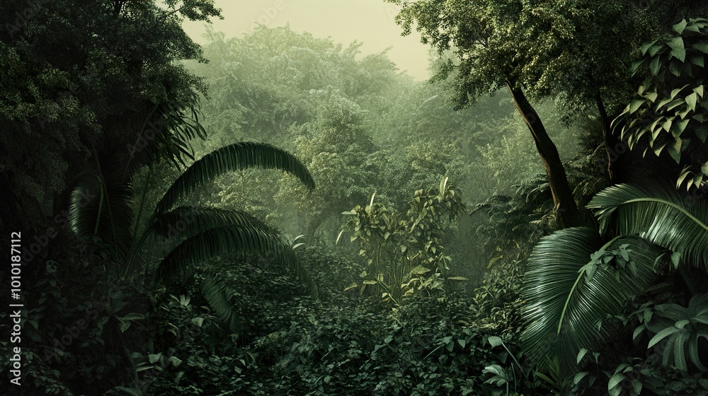 Fototapeta premium Lush Green Rainforest Landscape