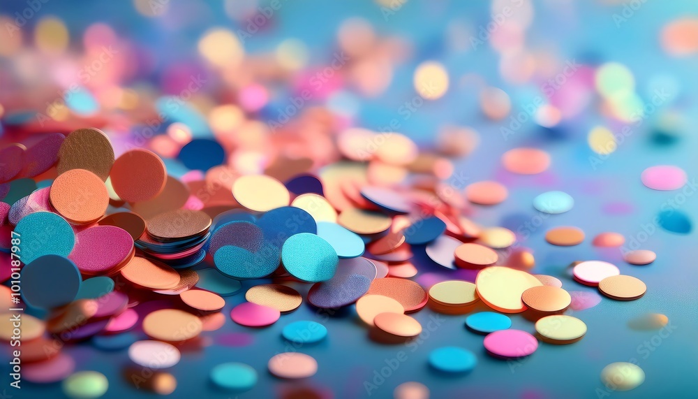 A vibrant scatter of colorful confetti on a blue surface, evoking a festive and celebratory atmosphere. A vibrant scatter of colorful confetti on a blue surface, evoking a festive and celebratory atmosphere.