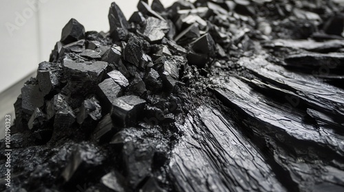 Close-up of Black Coal Texture: A Geological Study photo