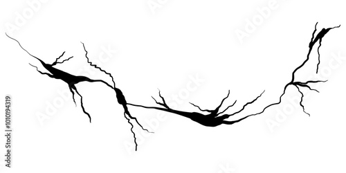 Hand drawn cracked wall, ground, glass, egg. doodle break set. vector illustration