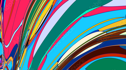Illustration of colorful liquid and fluid abstract for the banner template, summer music 2025
