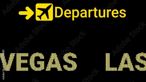 Animated moving Led Airport sign Text for Departures passengers in LAS VEGAS Airport