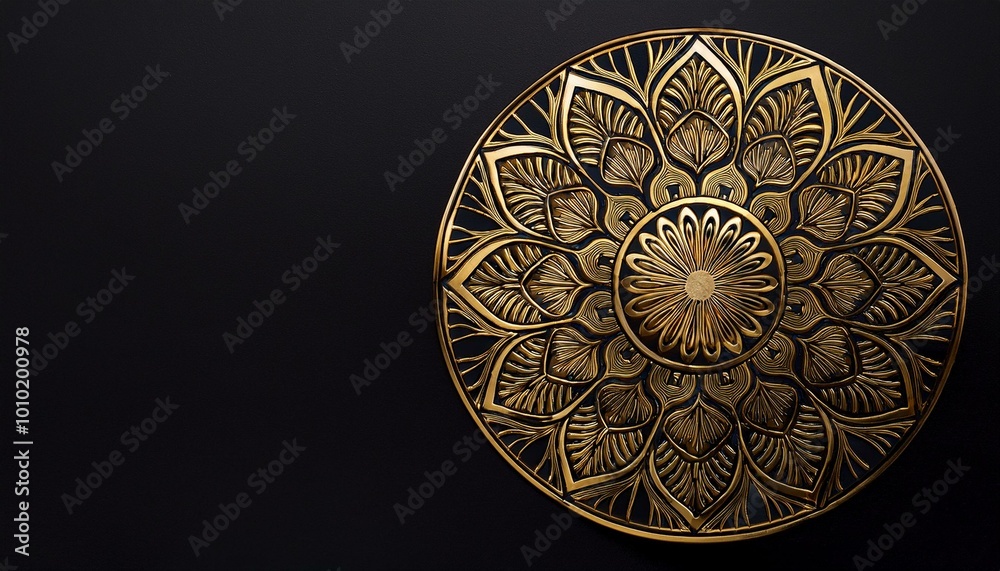 Intricate gold mandala on black Intricate gold mandala on black