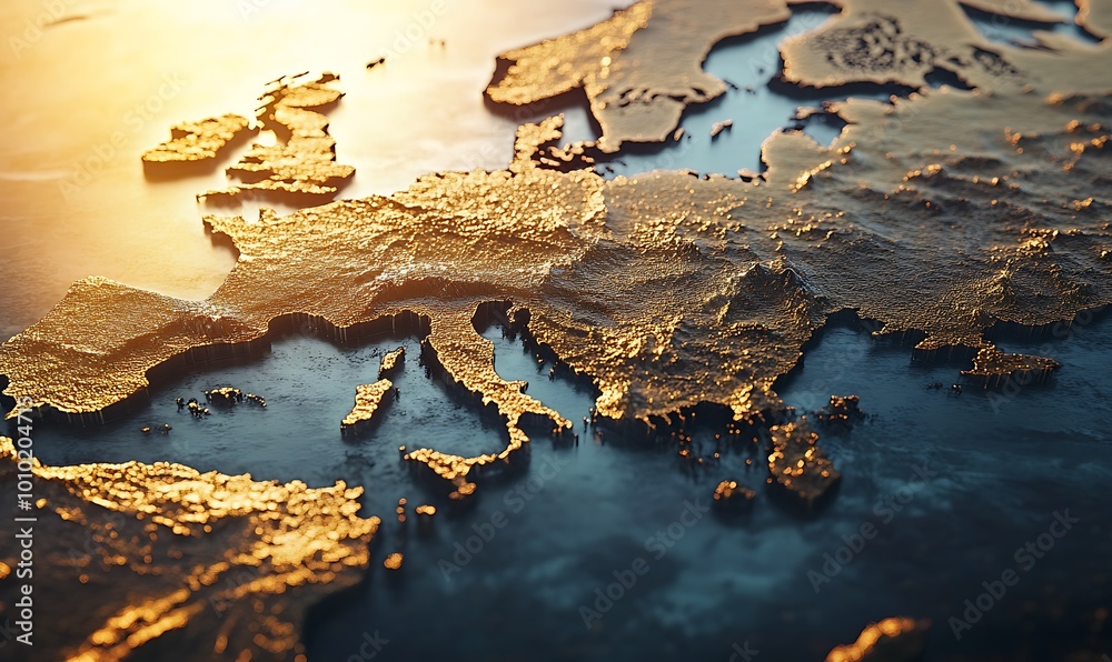 Golden Europe: A 3D Map of the Continent Golden Europe: A 3D Map of the Continent