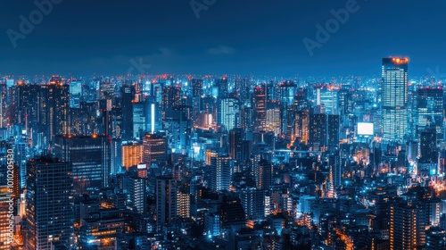 Wallpaper Mural Vibrant Metropolis: A Captivating Cityscape at Night Torontodigital.ca