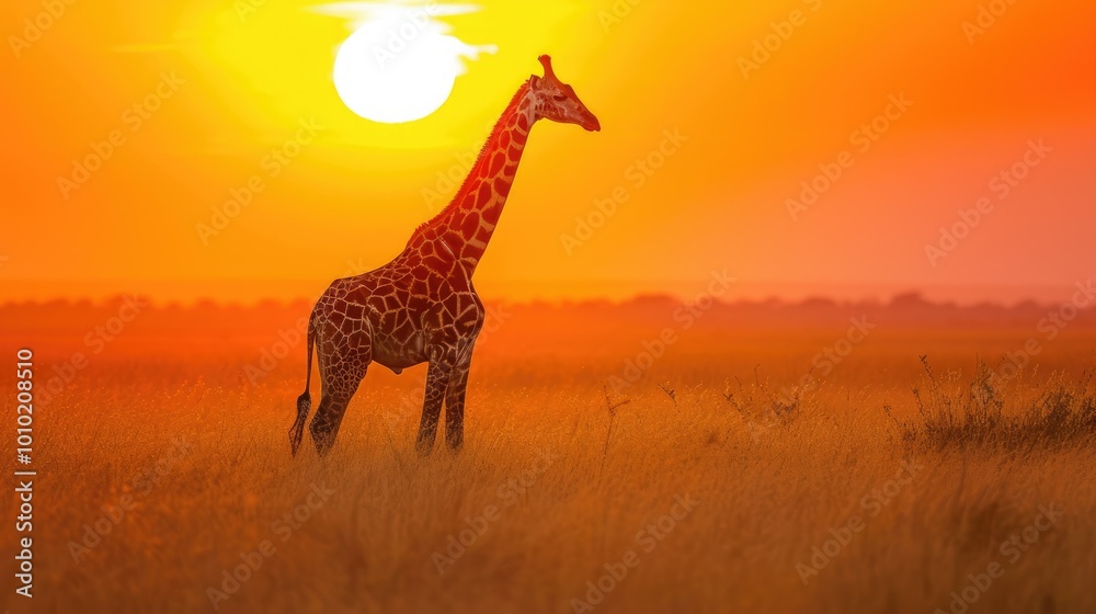 Obraz premium Giraffe in a natural environment with vibrant colors. backgrounds of amazing animals in their natural habitat