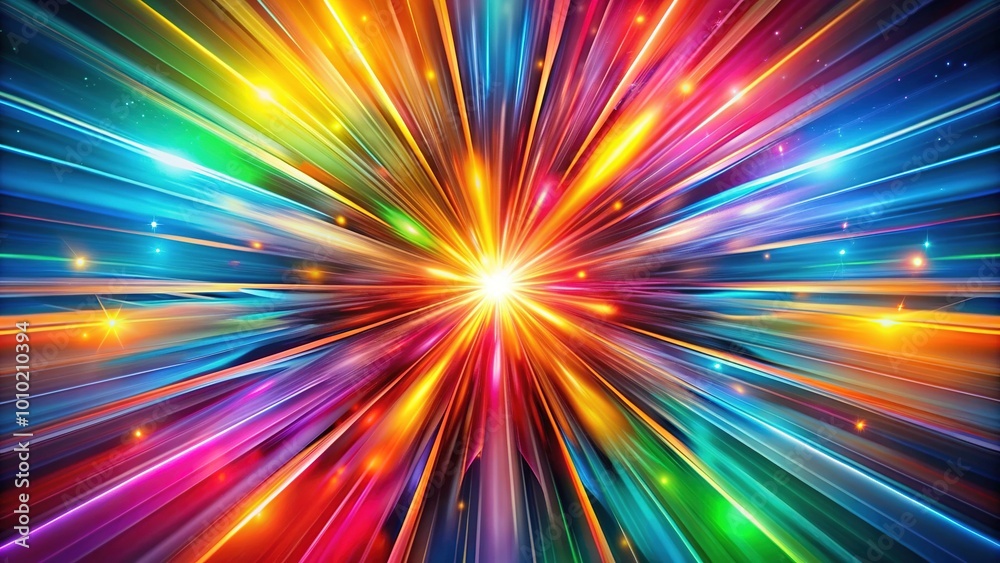 Vibrant abstract composition featuring a bold, glowing line that suddenly bursts into a kaleidoscope of colors, radiating energy and dynamic movement in every direction. Vibrant abstract composition featuring a bold, glowing line that suddenly bursts into a kaleidoscope of colors, radiating energy and dynamic movement in every direction.