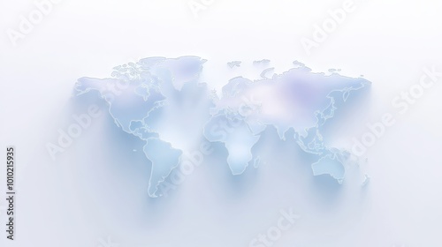 A blue and white world map with a lot of dots
