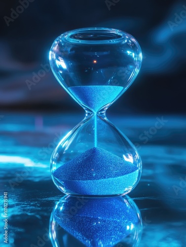 Blue Hourglass on Table