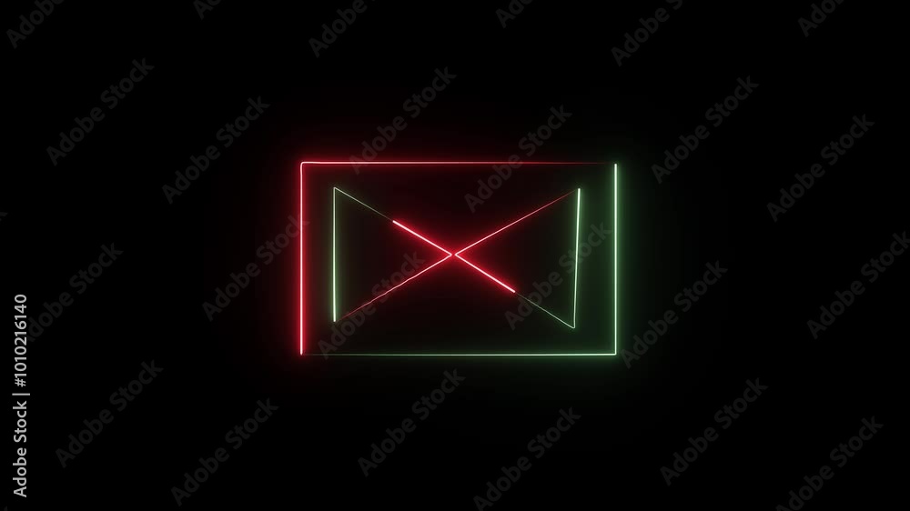 abstrack rectriangle neon frame animation.