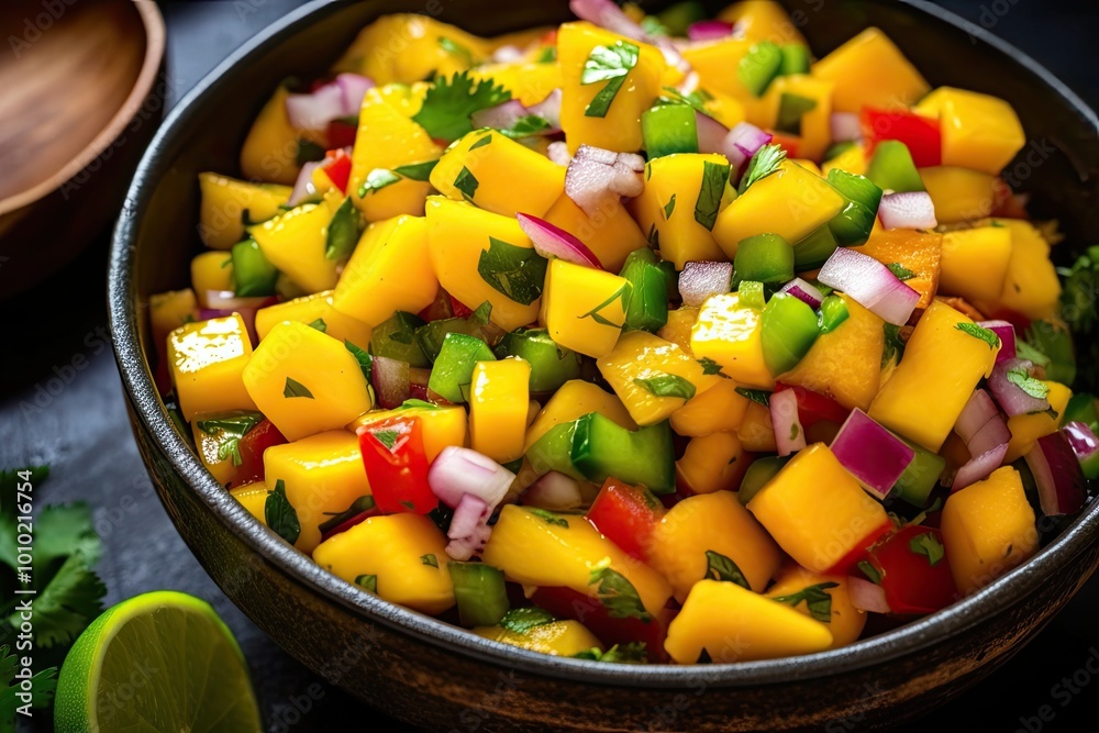 Fresh Mango Salsa with Red Onion, Bell Pepper, and Cilantro Fresh Mango Salsa with Red Onion, Bell Pepper, and Cilantro