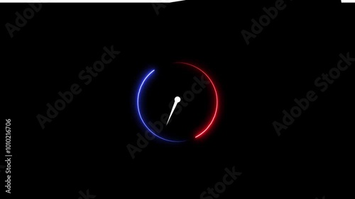 Abstrack neon shine clock icon animation on black background