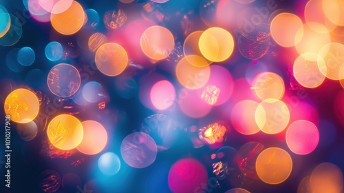 Colorful glowing circles of light with a soft, out-of-focus effect.