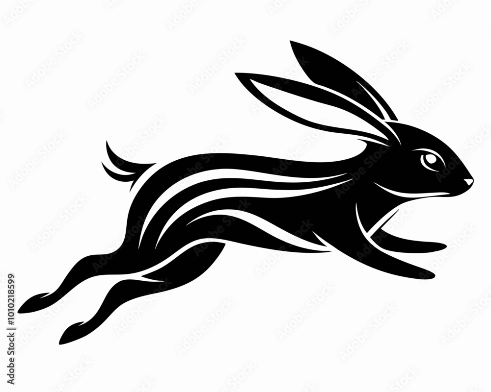 fast running rabbit logo vector, run bunny fast or jump silhouette ...
