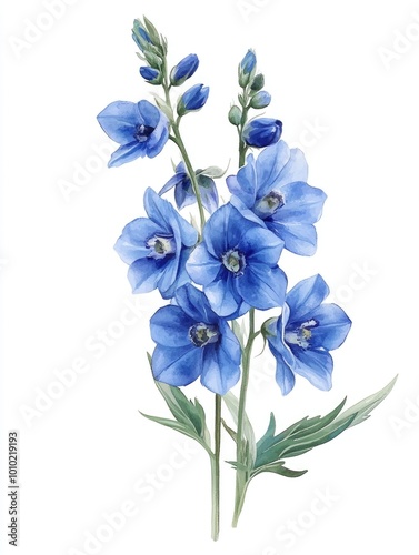 Blue flowers on white