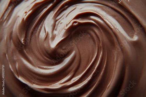 Close up of Swirling Melted Dark Chocolate