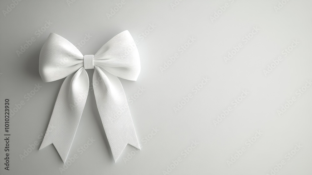 Elegant White Bow on a Minimalist Background Elegant White Bow on a Minimalist Background