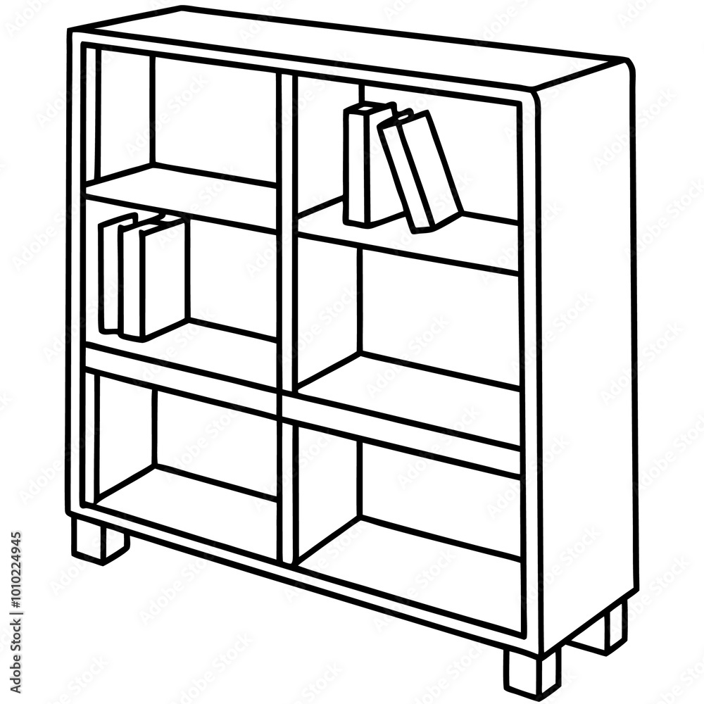 bookcase outline coloring book page line art drawing bookcase outline coloring book page line art drawing